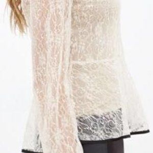 SOLD F21 Lace Peplum Long Sleeve Top